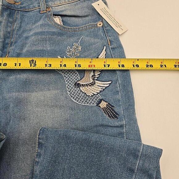 Bongo Missy‎ Jeans Skinny 16 Embroidered Jeggings Light Wash Artsy Bird (54-2) - Picture 14 of 14
